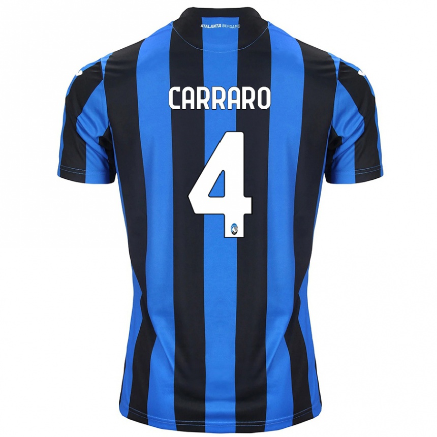 Men Football Marco Carraro #4 Blue Black Home Jersey 2024/25 T-Shirt Nz