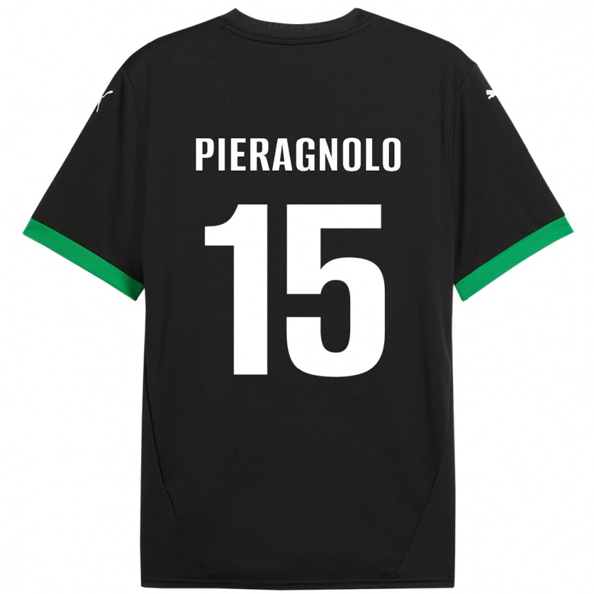 Men Football Edoardo Pieragnolo #15 Black Dark Green Home Jersey 2024/25 T-Shirt Nz