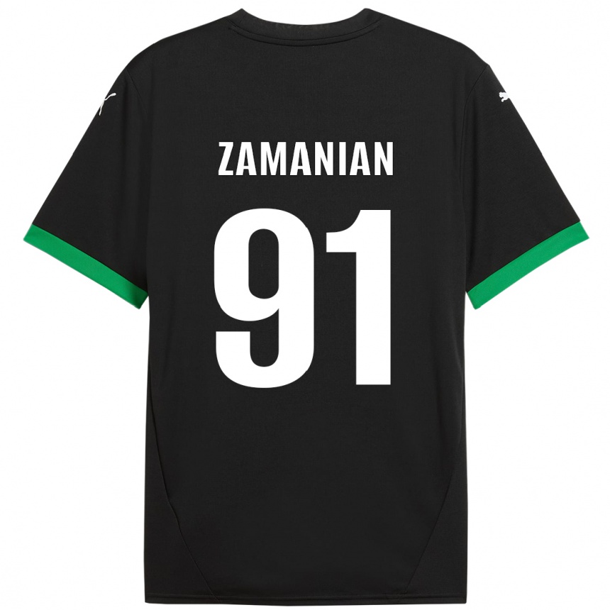 Men Football Annahita Zamanian #91 Black Dark Green Home Jersey 2024/25 T-Shirt Nz