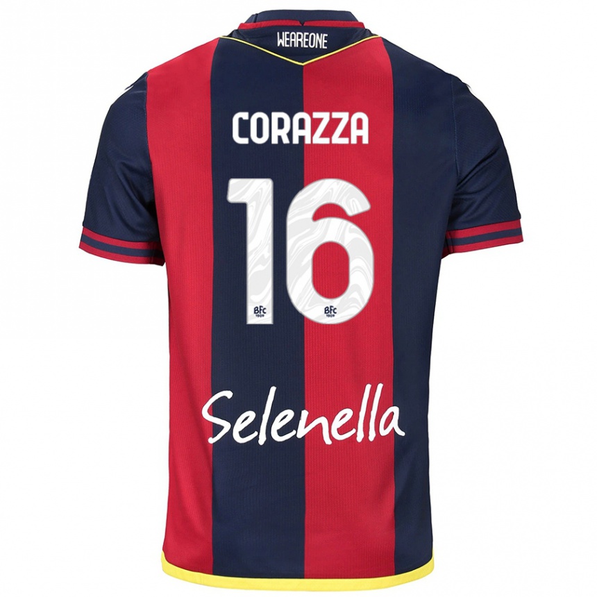 Men Football Tommaso Corazza #16 Red Royal Blue Home Jersey 2024/25 T-Shirt Nz