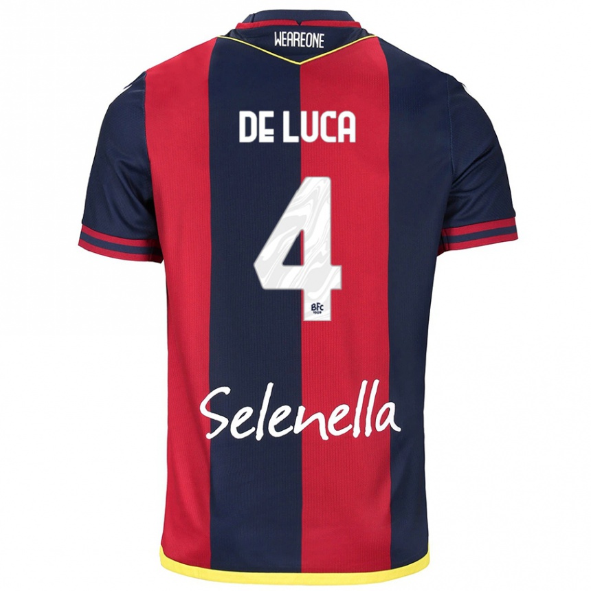 Men Football Alessandro De Luca #4 Red Royal Blue Home Jersey 2024/25 T-Shirt Nz