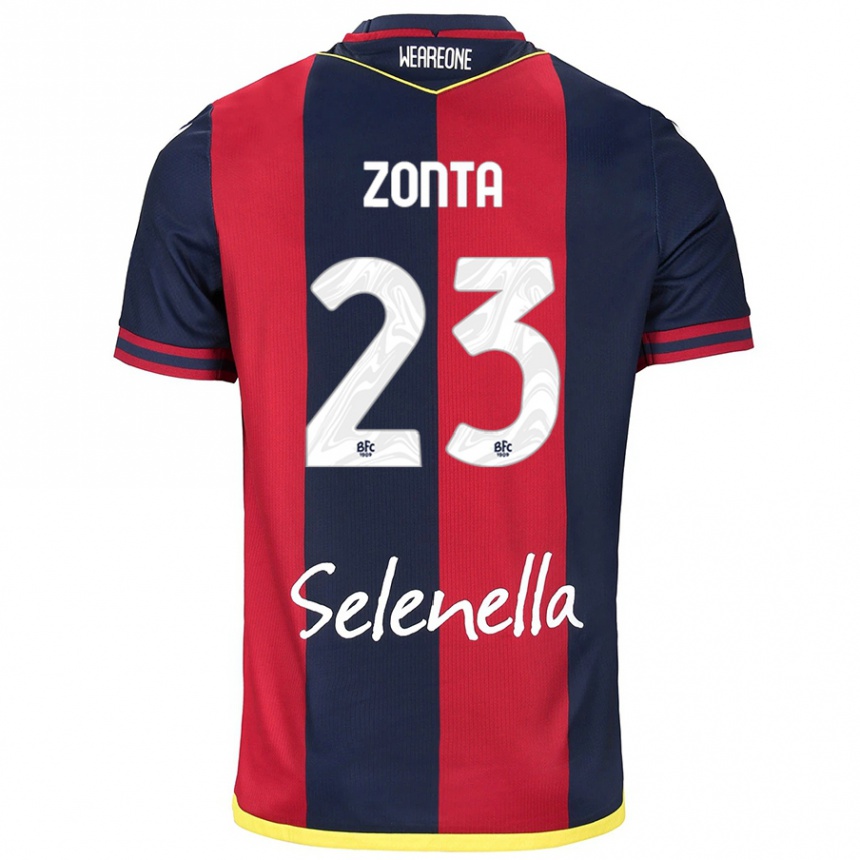 Men Football Alessandro Zonta #23 Red Royal Blue Home Jersey 2024/25 T-Shirt Nz