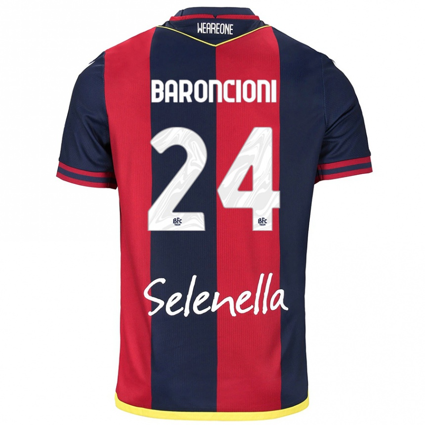 Men Football Davide Baroncioni #24 Red Royal Blue Home Jersey 2024/25 T-Shirt Nz