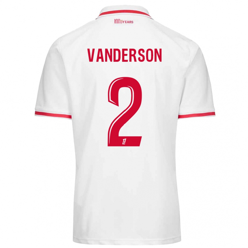 Men Football Vanderson #2 White Red Home Jersey 2024/25 T-Shirt Nz