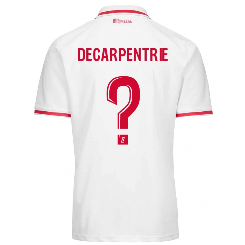 Men Football Valentin Decarpentrie #0 White Red Home Jersey 2024/25 T-Shirt Nz