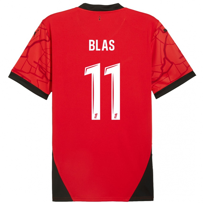 Men Football Ludovic Blas #11 Red Black Home Jersey 2024/25 T-Shirt Nz