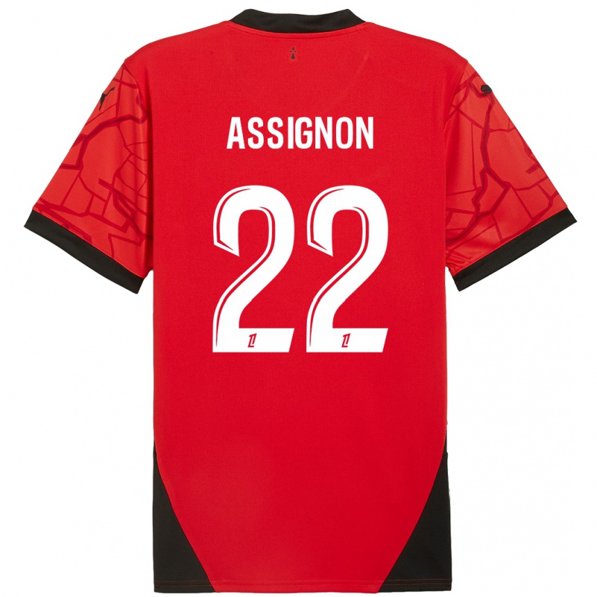 Men Football Lorenz Assignon #22 Red Black Home Jersey 2024/25 T-Shirt Nz