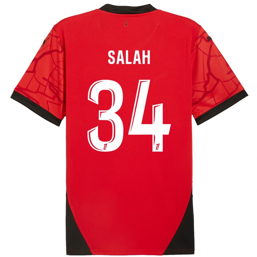 Men Football Ibrahim Salah #34 Red Black Home Jersey 2024/25 T-Shirt Nz