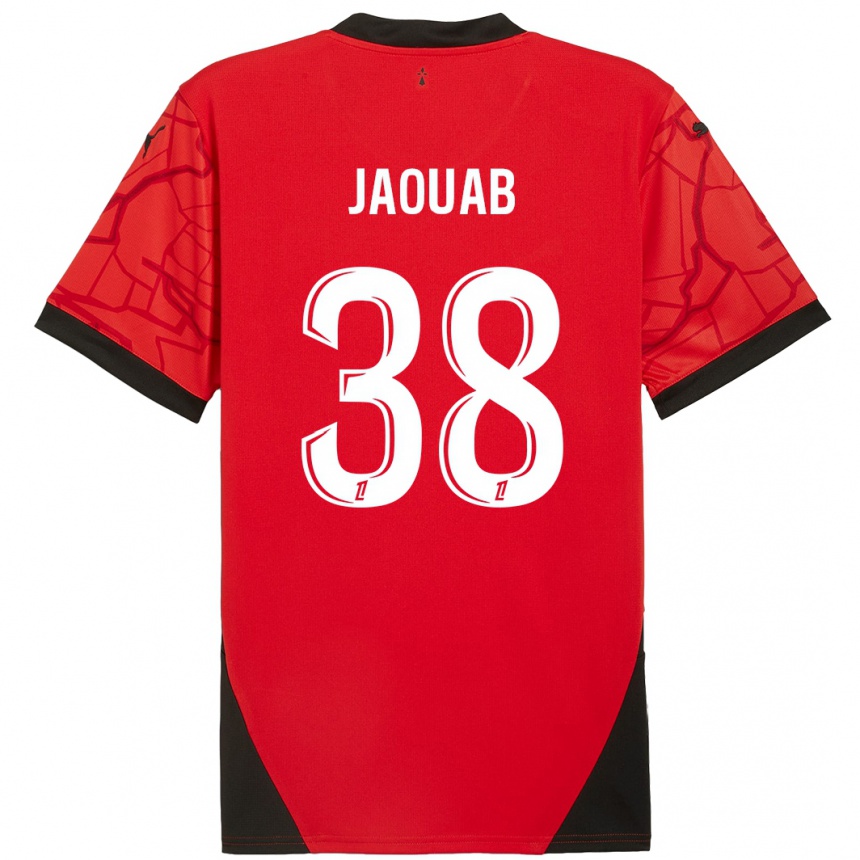 Men Football Mohamed Jaouab #38 Red Black Home Jersey 2024/25 T-Shirt Nz