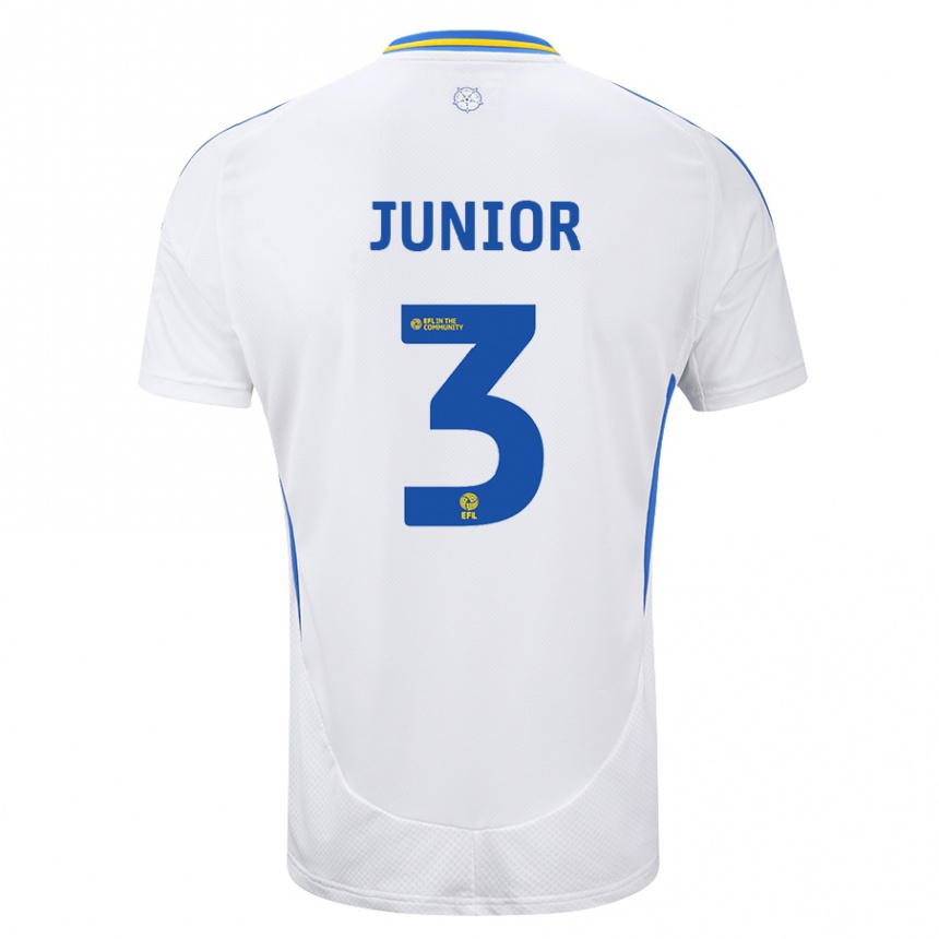 Men Football Junior Firpo #3 White Blue Home Jersey 2024/25 T-Shirt Nz