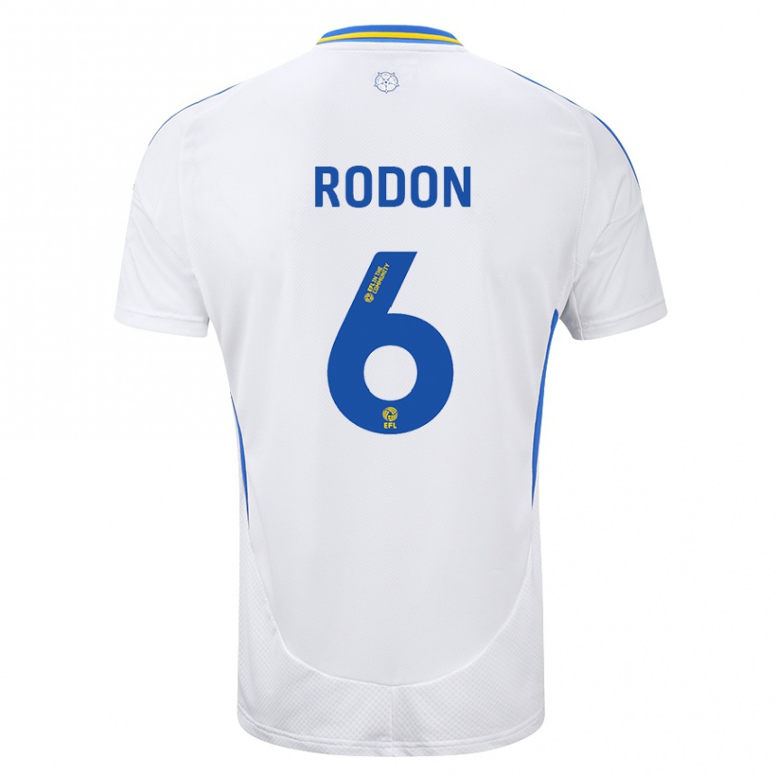 Men Football Joe Rodon #6 White Blue Home Jersey 2024/25 T-Shirt Nz