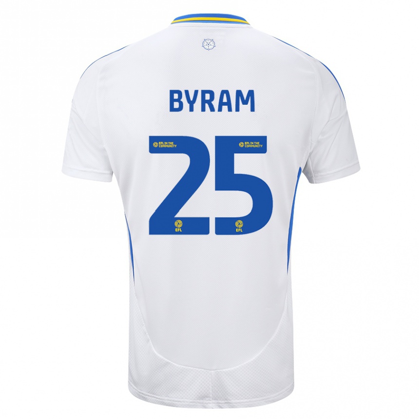 Men Football Sam Byram #25 White Blue Home Jersey 2024/25 T-Shirt Nz