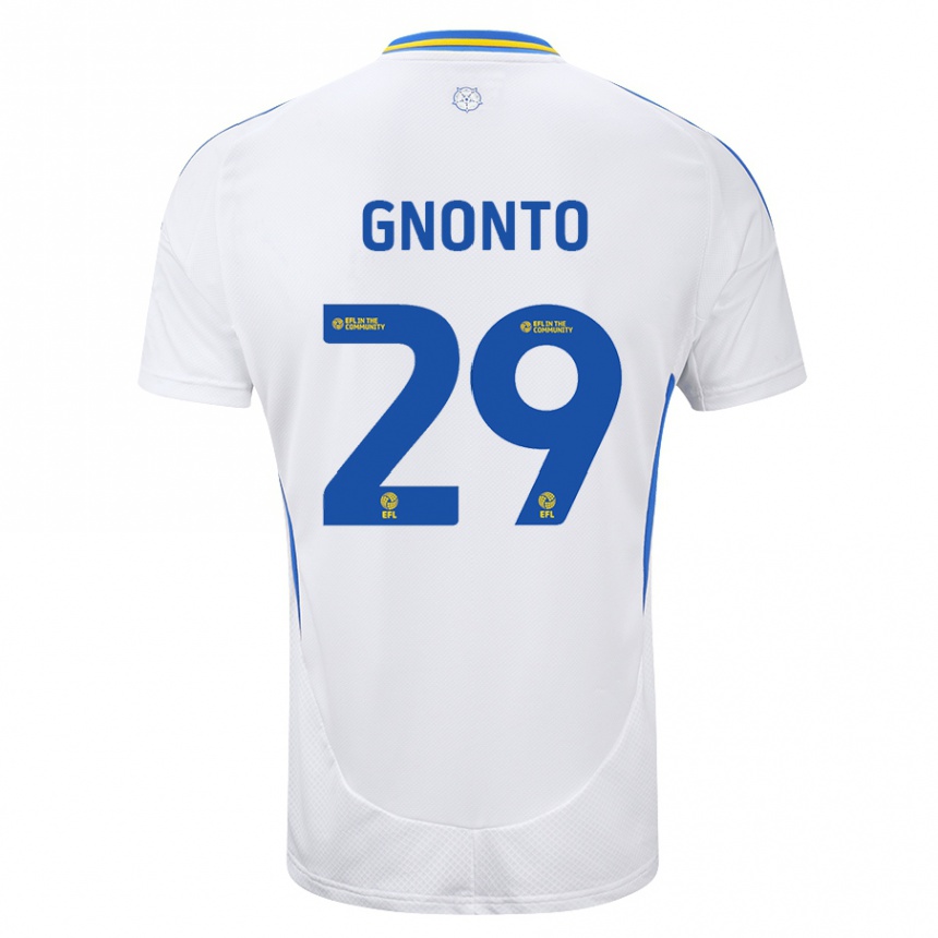 Men Football Wilfried Gnonto #29 White Blue Home Jersey 2024/25 T-Shirt Nz