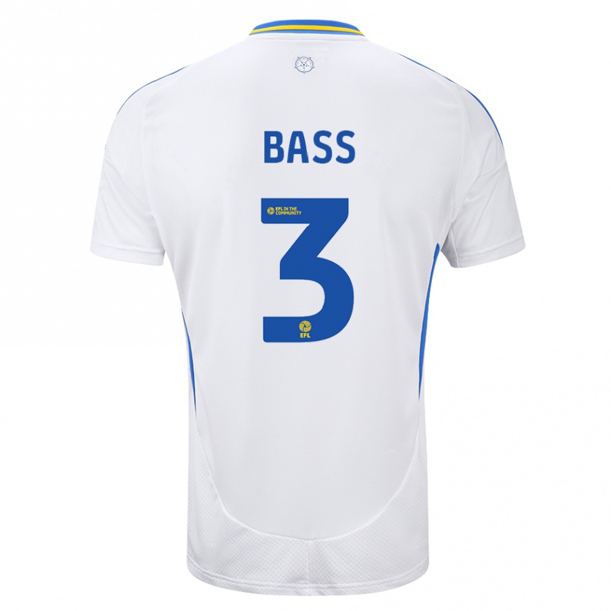 Men Football Rebekah Bass #3 White Blue Home Jersey 2024/25 T-Shirt Nz