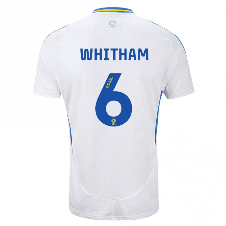 Men Football Danielle Whitham #6 White Blue Home Jersey 2024/25 T-Shirt Nz