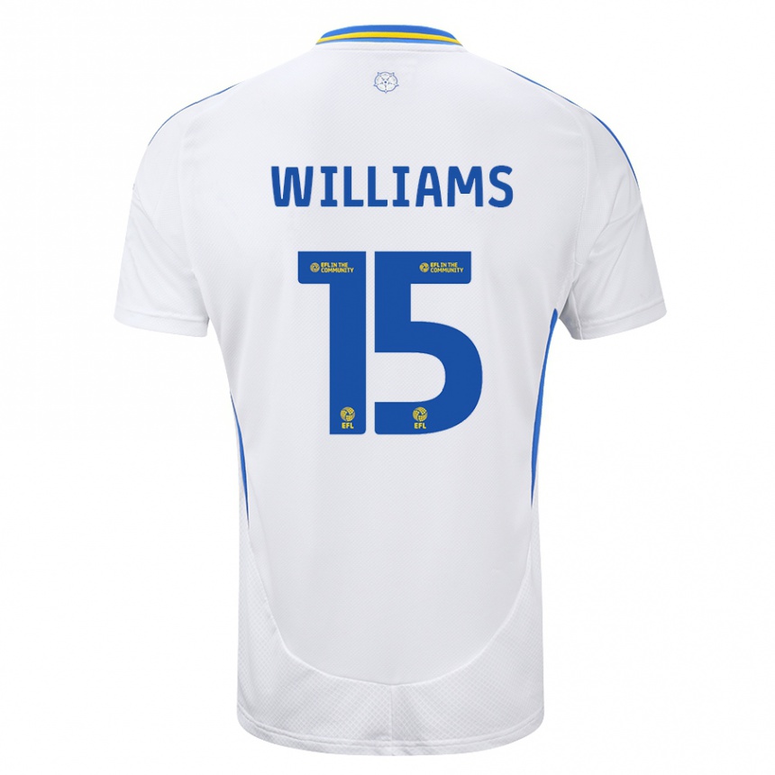 Men Football Paige Williams #15 White Blue Home Jersey 2024/25 T-Shirt Nz