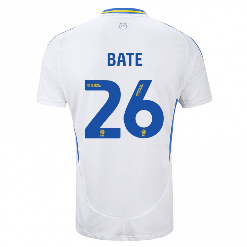 Men Football Lewis Bate #26 White Blue Home Jersey 2024/25 T-Shirt Nz