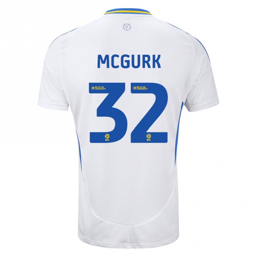 Men Football Sean Mcgurk #32 White Blue Home Jersey 2024/25 T-Shirt Nz