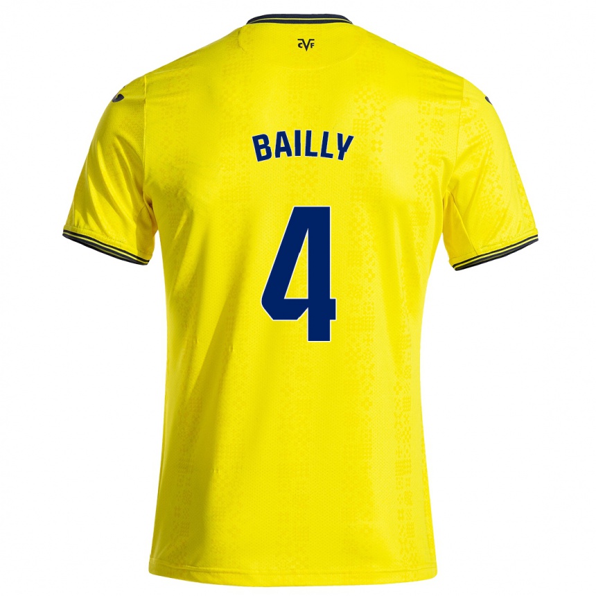 Men Football Eric Bailly #4 Yellow Black Home Jersey 2024/25 T-Shirt Nz