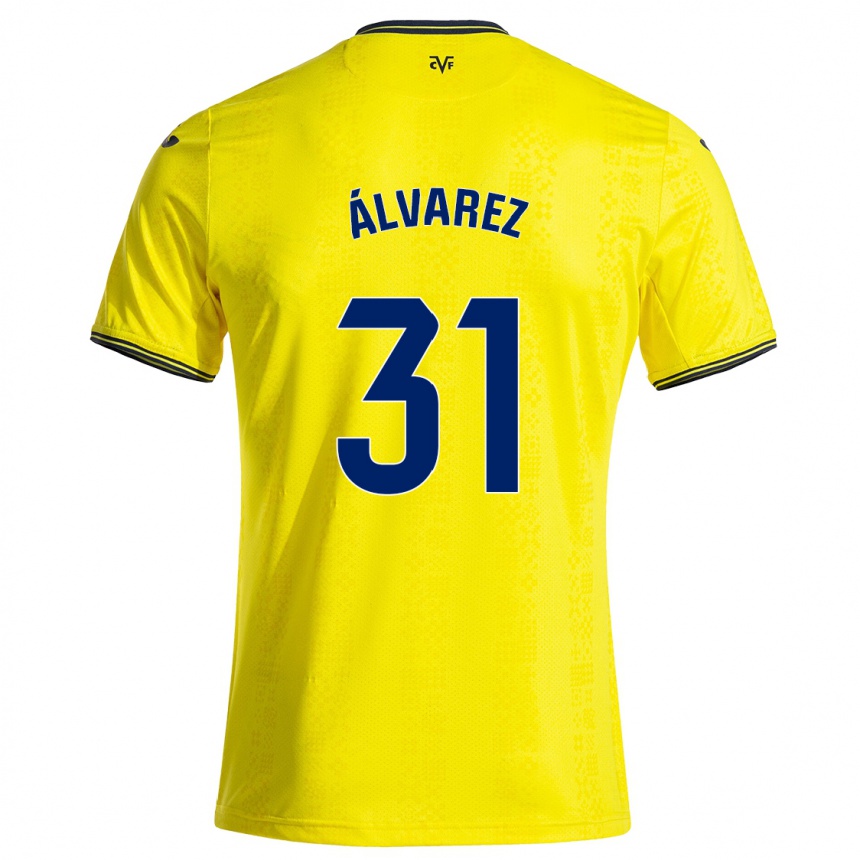 Men Football Iker Álvarez #31 Yellow Black Home Jersey 2024/25 T-Shirt Nz