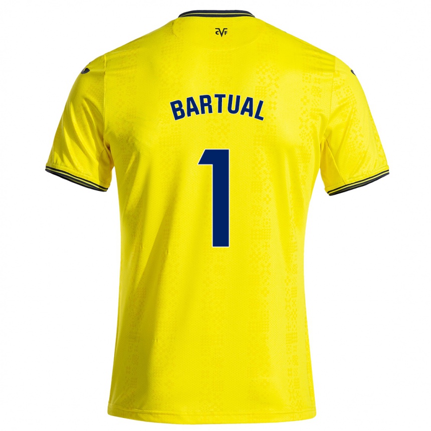 Men Football Kike Bartual #1 Yellow Black Home Jersey 2024/25 T-Shirt Nz