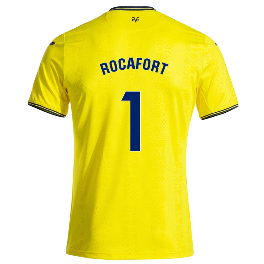 Men Football Rodrigo Rocafort #1 Yellow Black Home Jersey 2024/25 T-Shirt Nz