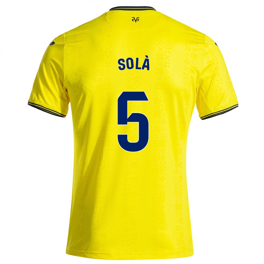 Men Football Arnau Solà #5 Yellow Black Home Jersey 2024/25 T-Shirt Nz