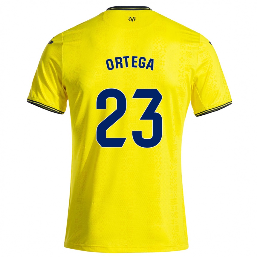 Men Football Jordi Ortega #23 Yellow Black Home Jersey 2024/25 T-Shirt Nz