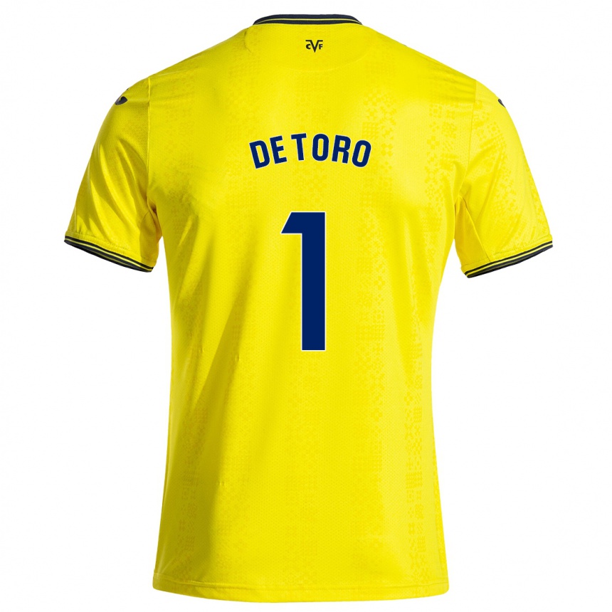 Men Football Elena De Toro #1 Yellow Black Home Jersey 2024/25 T-Shirt Nz