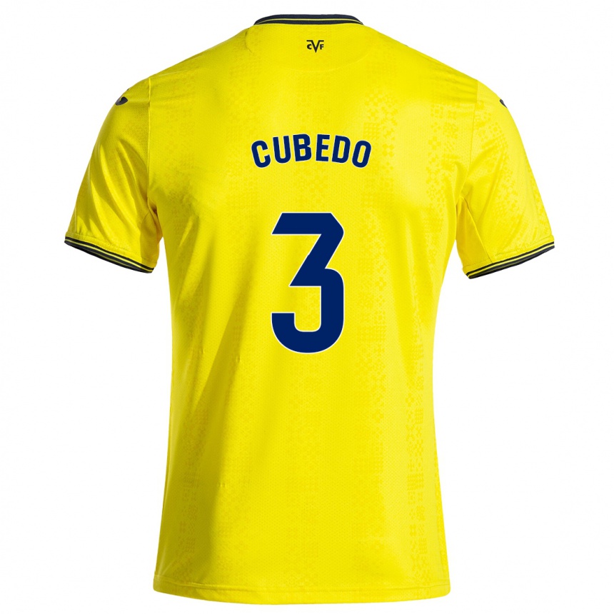 Men Football Cristina Cubedo #3 Yellow Black Home Jersey 2024/25 T-Shirt Nz