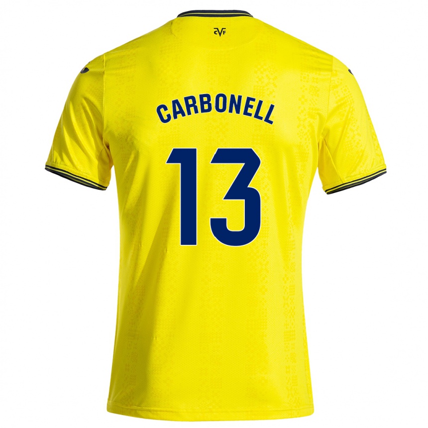 Men Football Carmen Carbonell #13 Yellow Black Home Jersey 2024/25 T-Shirt Nz