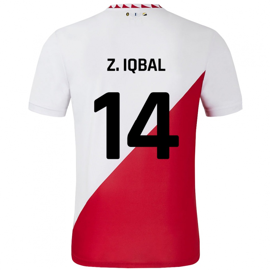 Men Football Zidane Iqbal #14 White Red Home Jersey 2024/25 T-Shirt Nz