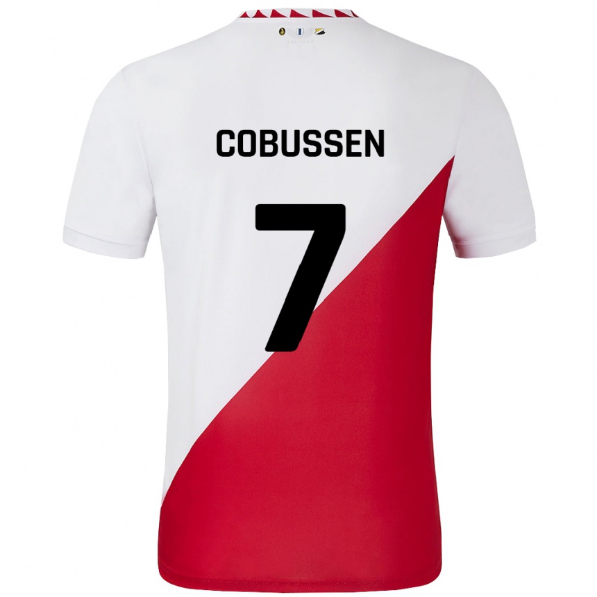 Men Football Sophie Cobussen #7 White Red Home Jersey 2024/25 T-Shirt Nz