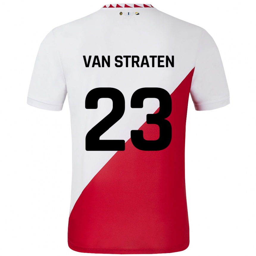 Men Football Dieke Van Straten #23 White Red Home Jersey 2024/25 T-Shirt Nz