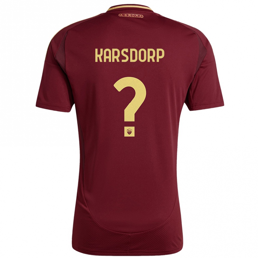 Men Football Rick Karsdorp #0 Red Brown Gold Home Jersey 2024/25 T-Shirt Nz