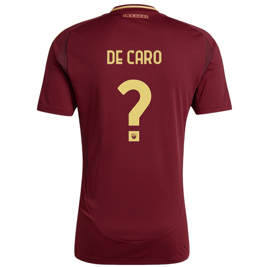 Men Football Lorenzo De Caro #0 Red Brown Gold Home Jersey 2024/25 T-Shirt Nz