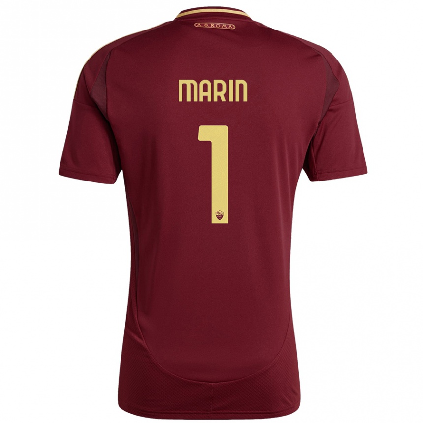 Men Football Renato Marin #1 Red Brown Gold Home Jersey 2024/25 T-Shirt Nz