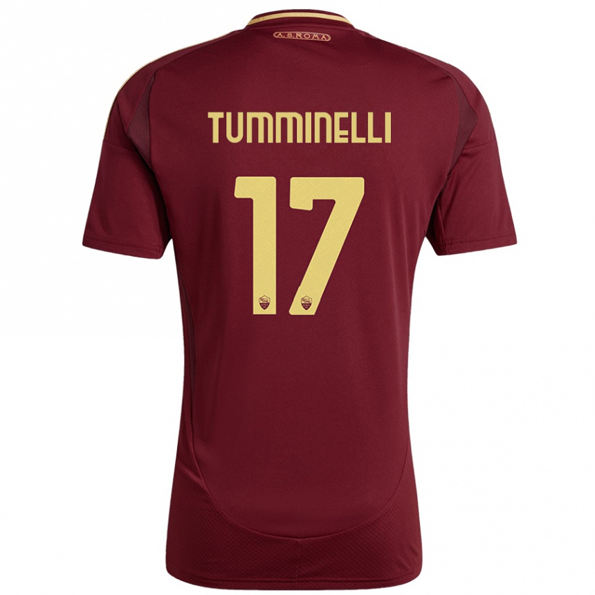 Men Football Gianmarco Tumminelli #17 Red Brown Gold Home Jersey 2024/25 T-Shirt Nz