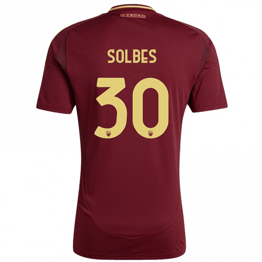 Men Football Ricardo Solbes #30 Red Brown Gold Home Jersey 2024/25 T-Shirt Nz