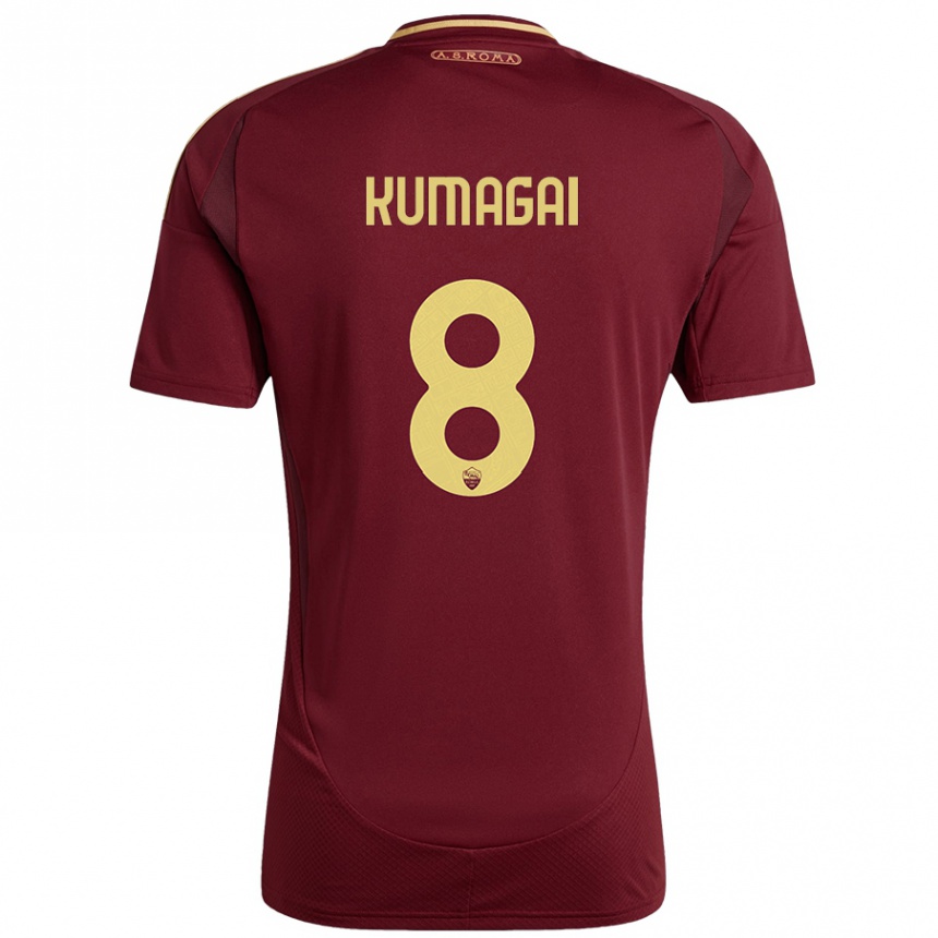 Men Football Saki Kumagai #8 Red Brown Gold Home Jersey 2024/25 T-Shirt Nz