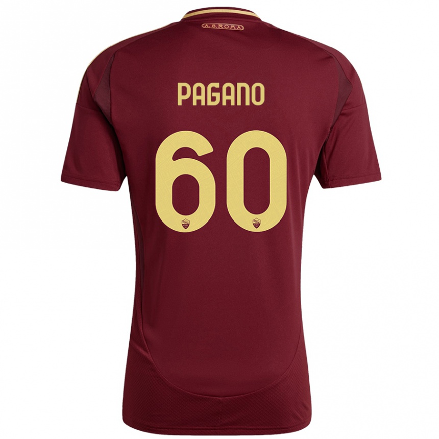 Men Football Riccardo Pagano #60 Red Brown Gold Home Jersey 2024/25 T-Shirt Nz