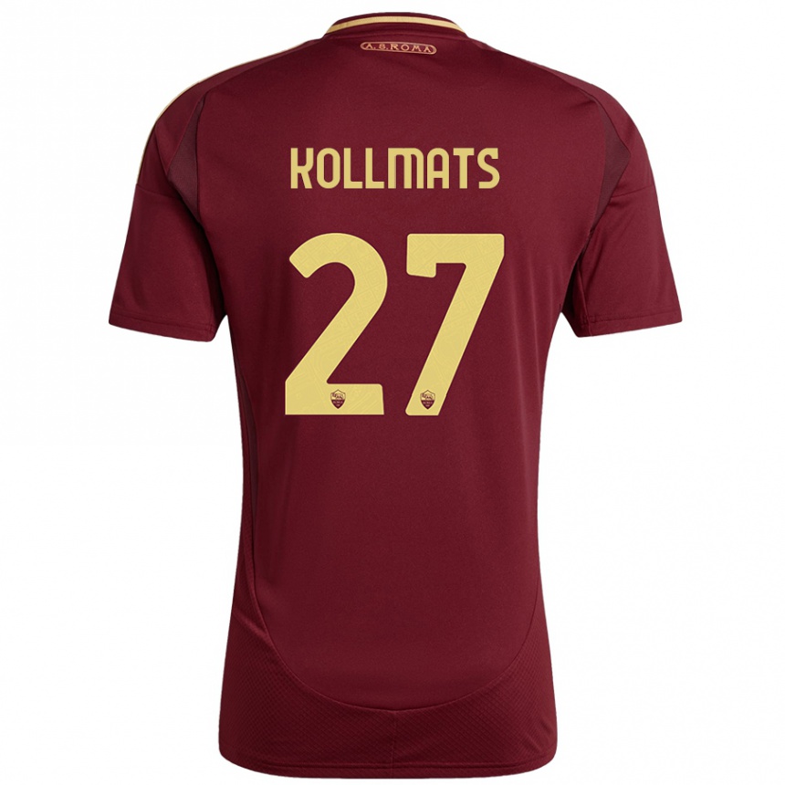 Men Football Beata Kollmats #27 Red Brown Gold Home Jersey 2024/25 T-Shirt Nz