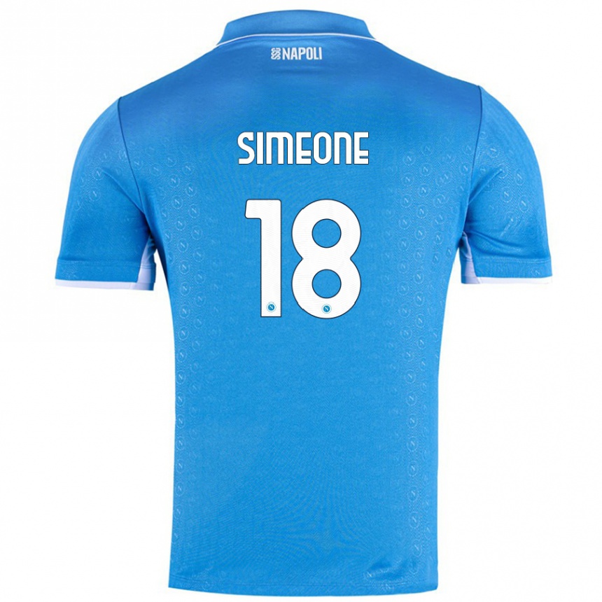 Men Football Giovanni Simeone #18 Sky Blue Home Jersey 2024/25 T-Shirt Nz