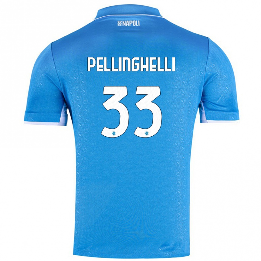 Men Football Alice Pellinghelli #33 Sky Blue Home Jersey 2024/25 T-Shirt Nz