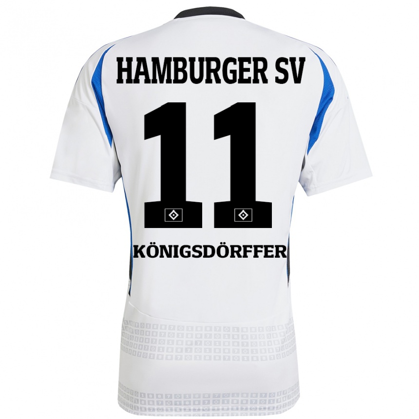 Men Football Ransford Königsdörffer #11 White Blue Home Jersey 2024/25 T-Shirt Nz