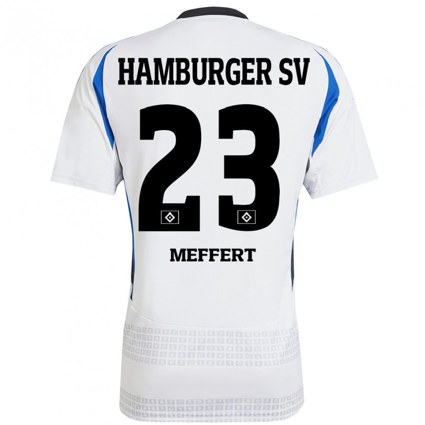 Men Football Jonas Meffert #23 White Blue Home Jersey 2024/25 T-Shirt Nz