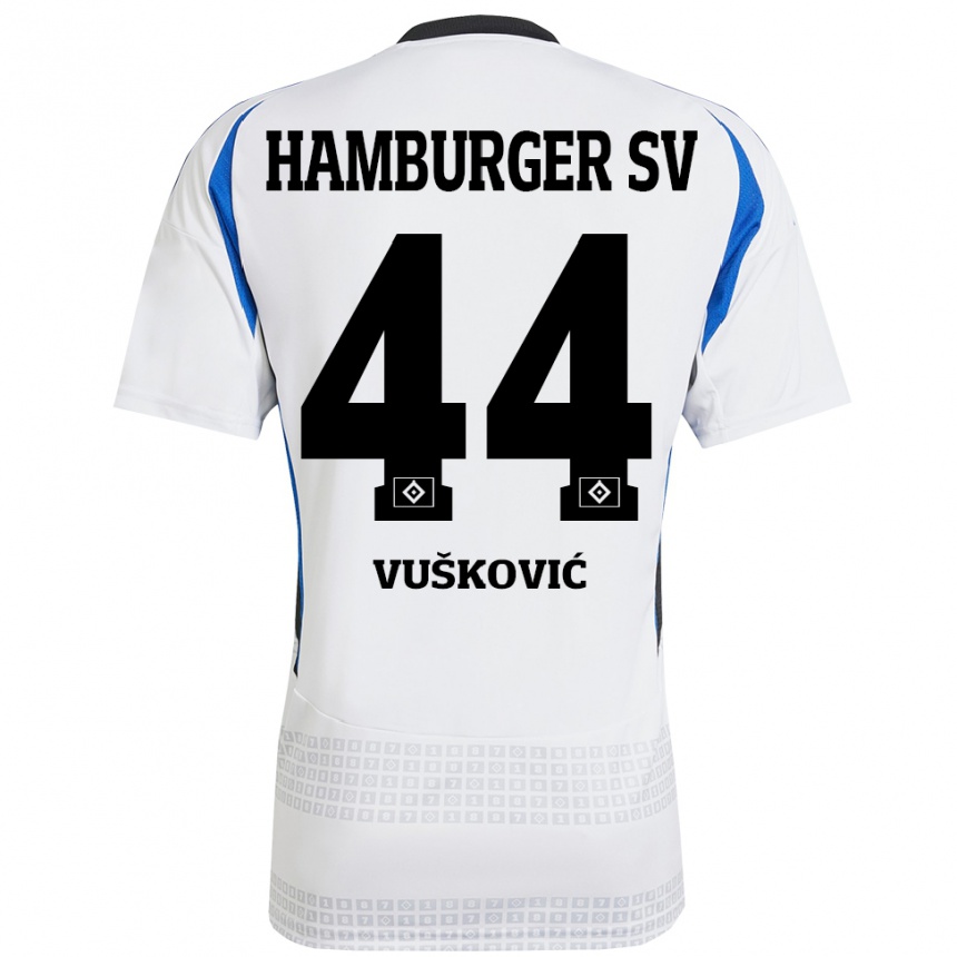 Men Football Mario Vuskovic #44 White Blue Home Jersey 2024/25 T-Shirt Nz