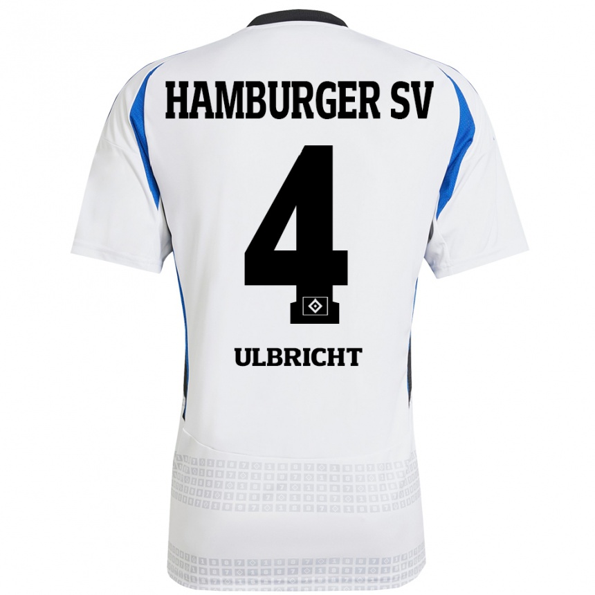 Men Football Michael Ulbricht #4 White Blue Home Jersey 2024/25 T-Shirt Nz