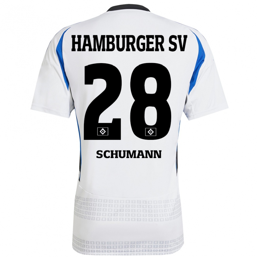 Men Football Henri Maximilian Schümann #28 White Blue Home Jersey 2024/25 T-Shirt Nz