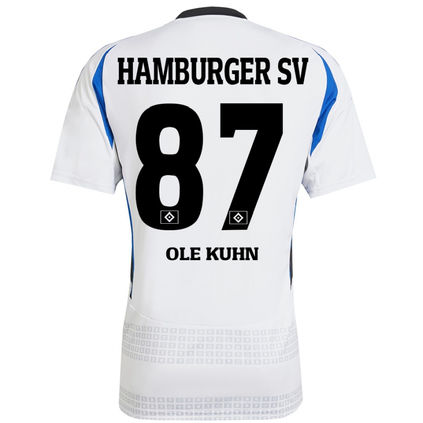 Men Football Niklas Ole Kühn #87 White Blue Home Jersey 2024/25 T-Shirt Nz